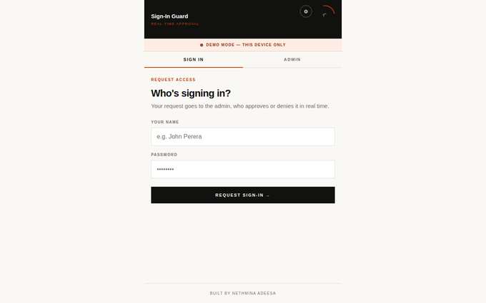 Screenshot of the Sign-In Guard template